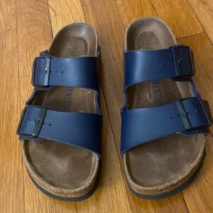 Pre-loved Navy Blue Birkenstock sandals with original box included.